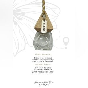 TRUST Wooden and Glass Pendant Car Fragrance Oil Diffuser Refillable Bottle